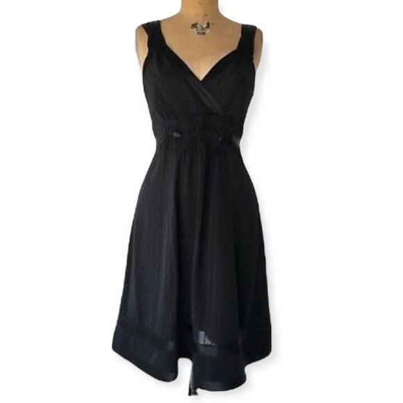 Marc Jacobs Dresses & Skirts - Marc Jacobs Black Silk Retro Pinstripe Chiffon Cocktail Party Dress Size 8
